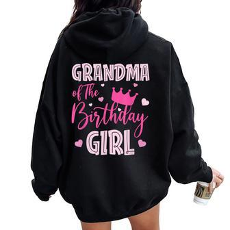 Grandma Of The Birthday Girl Cute Pink Matching Family Women Oversized Hoodie Back Print - Thegiftio UK