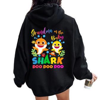 Grandma Of The Shark Birthday Boy Girl Party Family Women Oversized Hoodie Back Print - Seseable