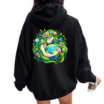 Green Goddess Earth Day Save Our Planet Girl Kid Women Oversized Hoodie Back Print | Seseable CA