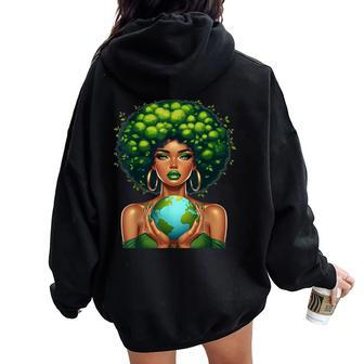 Green Mother Earth Day Gaia Save Our Planet Nature Recycling Women Oversized Hoodie Back Print | Mazezy