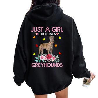 Greyhound Dog For Just A Girl Who Loves Greyhounds Women Oversized Hoodie Back Print - Thegiftio UK