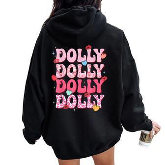 Groovy Dolly First Name Style 70S Personalized Women Oversized Hoodie Back Print - Seseable
