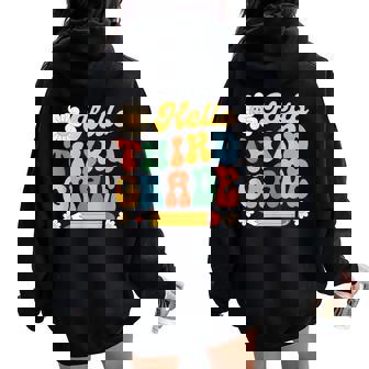 Groovy Hello Third Grade Back To School 3Rd Grade Boy Girl Women Oversized Hoodie Back Print | Mazezy