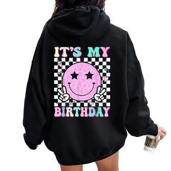 Groovy It's My Birthday Ns Girls Smile Face Bday Women Oversized Hoodie Back Print | Mazezy UK