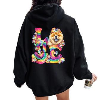 Groovy Love Chow Chow Tie Dye Dog Mom Dad Women Oversized Hoodie Back Print - Monsterry UK