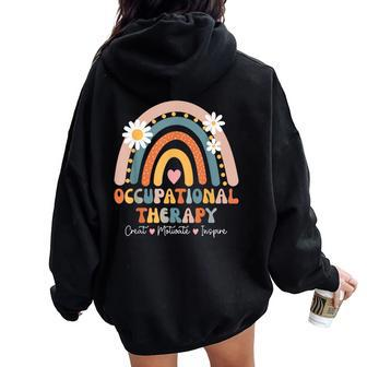 Groovy Occupational Therapy Therapists Happy Ot Month Women Oversized Hoodie Back Print - Seseable