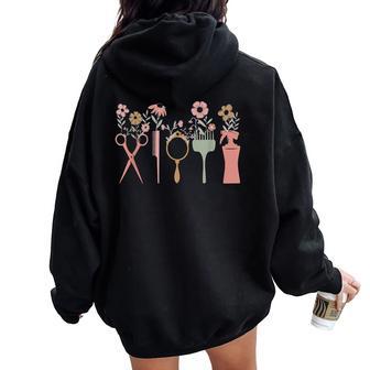 Hair Stylist Hairdresser Floral Salon Hairstylist Women Women Oversized Hoodie Back Print - Seseable