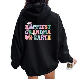 In My Happiest Grandma On Earth Era Groovy Mom Mother's Day Women Oversized Hoodie Back Print | Mazezy CA