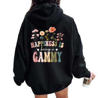 Happiness Is Being A Gammy Floral Gammy Mother's Day Women Oversized Hoodie Back Print - Seseable
