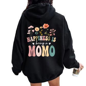 Happiness Is Being A Momo Floral Momo Mother's Day Women Oversized Hoodie Back Print | Mazezy