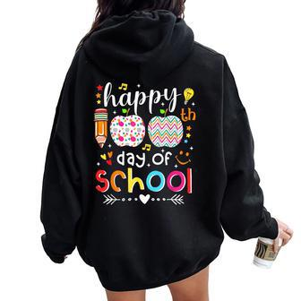Happy 100 Days Of School Cute Teacher 100Th Day Of School Women Oversized Hoodie Back Print | Mazezy