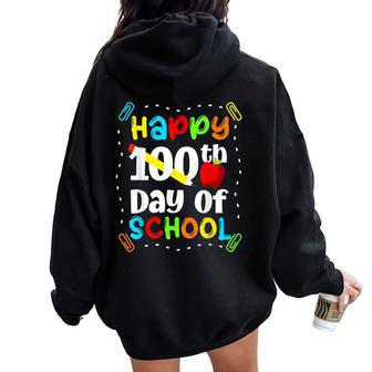 Happy 100Th Days Of School Teacher Boys Girls 100 Days Women Oversized Hoodie Back Print - Thegiftio UK