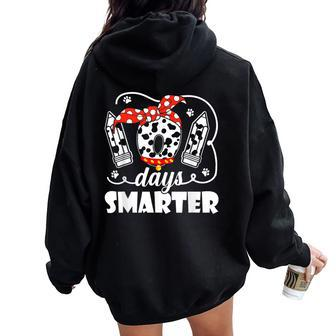 Happy 101 Days School Dog 100Th Days Smarter Teacher Student Women Oversized Hoodie Back Print - Thegiftio UK