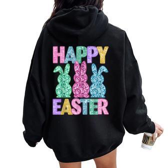 Happy Easter Bunny Rabbit Easter Day Girls Women Oversized Hoodie Back Print | Mazezy