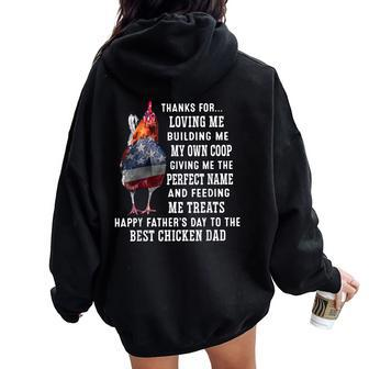 Happy Father's Day To The Best Chicken Dad Women Oversized Hoodie Back Print - Seseable