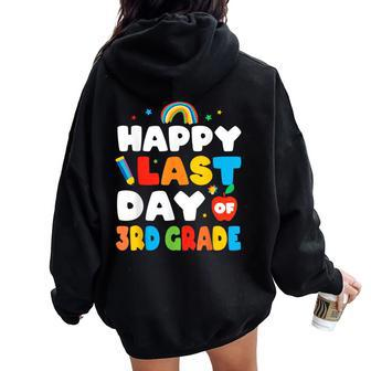 Happy Last Day Of 3Rd Grade Rainbow Teacher Student Women Oversized Hoodie Back Print - Monsterry