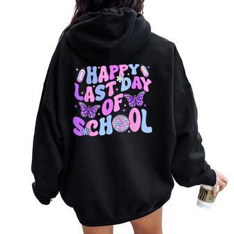 Happy Last Day Of School Teacher Boy Girl Grad Hello Summer Women Oversized Hoodie Back Print | Mazezy