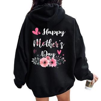 Happy Mother's Day 2024 Cute Floral For Mom Grandma Women Oversized Hoodie Back Print | Mazezy UK