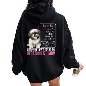 Happy Mother's Day To The Best Shih Tzu Mom Shih Tzu Mommy Women Oversized Hoodie Back Print - Seseable