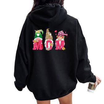 Happy Cute Gnomes Floral For Mom Daughter Women Oversized Hoodie Back Print | Mazezy UK