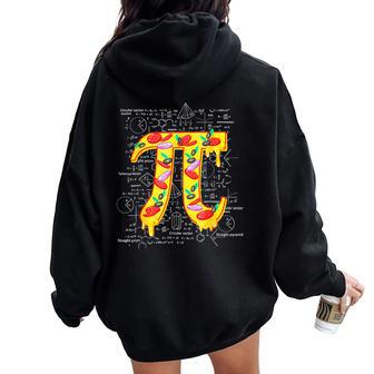 Happy Pi Day Pie Pizza Symbol Math Lover Teacher Outfit Women Oversized Hoodie Back Print - Monsterry