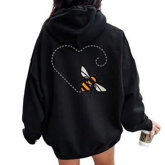 Heart Bee Beekeeping Honeybee Anthophila Beehives Women Oversized Hoodie Back Print - Thegiftio UK