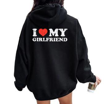 I Heart My Girlfriend Pocket Love Gf Couple Boyfriend Men Women Oversized Hoodie Back Print - Thegiftio UK