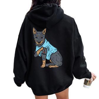 Heeler I Love Mom Animal Pet Red Blue Cattle Dog Women Women Oversized Hoodie Back Print - Monsterry AU