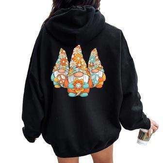 Hippie Gnomes Groovy Flower Peace 60S 70S Retro Gnome Women Oversized Hoodie Back Print - Monsterry UK