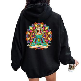 Hippie Yoga Girl Meditator Colorful Mandala Namaste Yogi Zen Women Oversized Hoodie Back Print - Monsterry DE