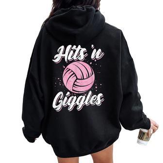 Hits 'N Giggles Volleyball Player Team Volleyball Women Women Oversized Hoodie Back Print - Thegiftio UK