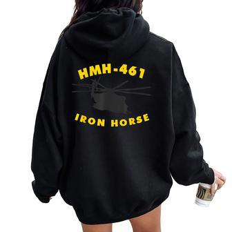 Hmh-461 Iron Horse Ch-53 Super Stallion Helicopter Women Oversized Hoodie Back Print - Monsterry