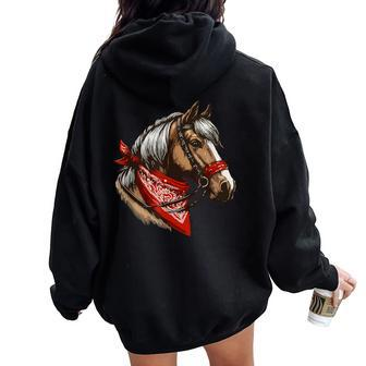 Horse Bandana For Horseback Riding Horse Lover Women Oversized Hoodie Back Print - Monsterry