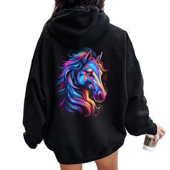 Horse For N Girls Beautiful Horse Graphic Women Oversized Hoodie Back Print - Monsterry