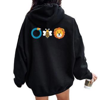 Hose Bee Lion Graphic Adult Humor Women Oversized Hoodie Back Print - Monsterry