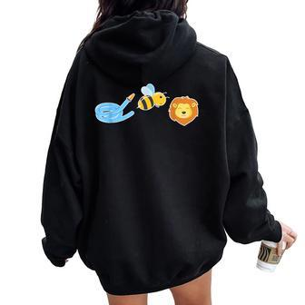 Hose Bee Lion Graphic Animal Women Oversized Hoodie Back Print - Monsterry AU