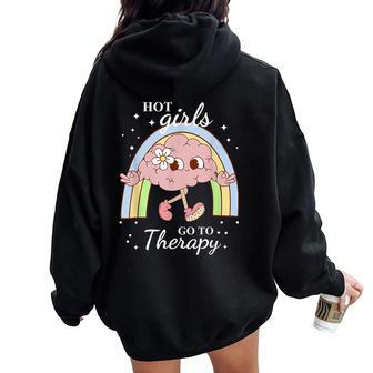 Hot Girls Go To Therapy Women Oversized Hoodie Back Print - Monsterry CA