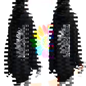 Human Sunflower Lgbt Flag Gay Pride Month Proud Lgbtq Women Oversized Hoodie Back Print | Mazezy