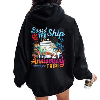 Husband Wife 21St Marriage Anniversary Cruise Ship Vacation Women Oversized Hoodie Back Print | Mazezy