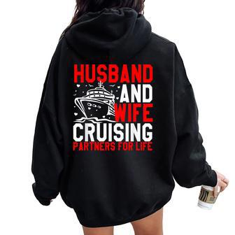 Husband And Wife Cruising Partners For Life Couple Cruise Women Oversized Hoodie Back Print - Monsterry UK