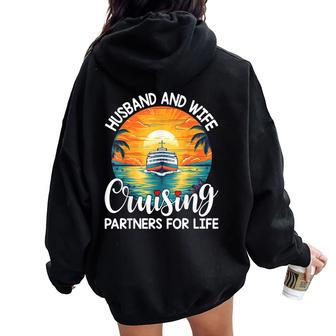 Husband Wife Cruising Partners For Life Cruise Vacation Women Oversized Hoodie Back Print - Seseable