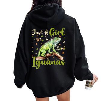 Iguana Lover Just A Girl Who Loves Iguanas Women Oversized Hoodie Back Print - Thegiftio UK