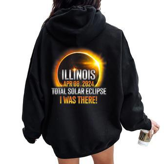 Illinois Solar Eclipse 2024 Usa Totality Women Oversized Hoodie Back Print - Monsterry AU