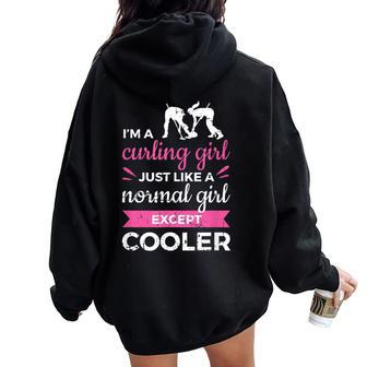 I'm A Curling Girl Ice Curling Sport Quote Curling Women Oversized Hoodie Back Print - Monsterry UK