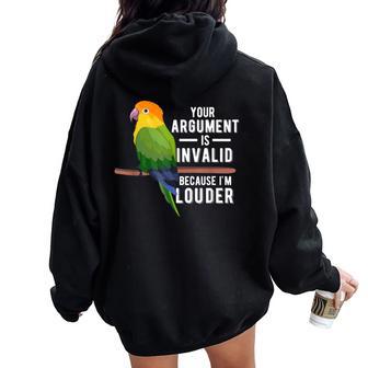 I'm Louder Caique Owner Caique Parrot Mom Women Oversized Hoodie Back Print - Monsterry