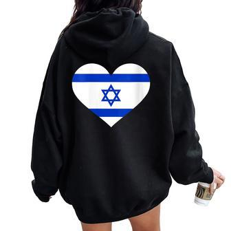Israel Heart Flag Women Oversized Hoodie Back Print - Monsterry UK