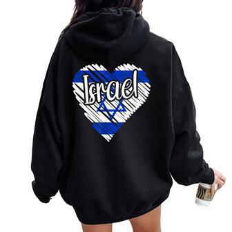 Israel For Israeli Heart Flag For Israelite Women Oversized Hoodie Back Print - Monsterry DE