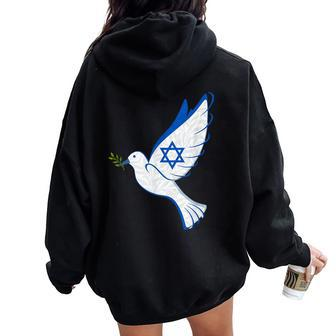 Israel Pro Support Stand Strong Peace Love Jewish Girl Women Oversized Hoodie Back Print - Monsterry CA