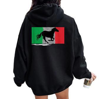 Italian Flag Stallion Italy Horse Culture Pride Women Oversized Hoodie Back Print - Monsterry