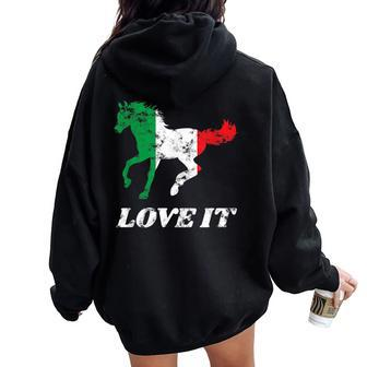 Italian Horse Riding Horseback Rider Equestrian Pony Hooves Women Oversized Hoodie Back Print - Monsterry